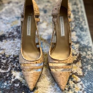 Diane Von Furstenberg Cork & Clear PVC Becca Too heels